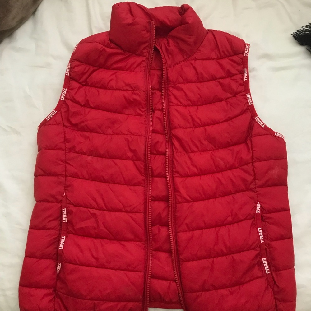 Red puffer vest!